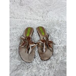 Materia Prima by Goffredo Fantini Shoes Womens Size 37 Leather Flower Italy Sand